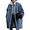 Blue, variant on Women's Black Cotton Sherpa Fleece Lined Denim Long Sleeve Trucker Jacket Turndown Lapel Oversized Patchwork Multi-Pocket Long Trench Coat