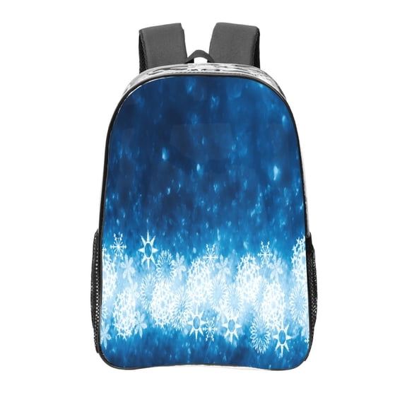Easygdp Blue Glitter Sparkles Clear Backpack, Transparent Bookbag for School for Women Men, Capacity Clear Bag for College, Travel