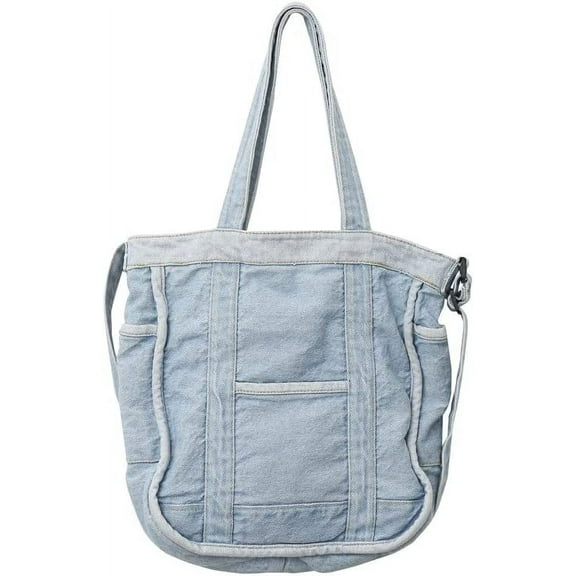 Kukuzhu Fairy Grunge Denim Crossbody Bag Gothic Tote Bag Emo Alt Japanese Shoulder Bag Harajuku Preppy Satchel Bag (Dark Blue,One size)