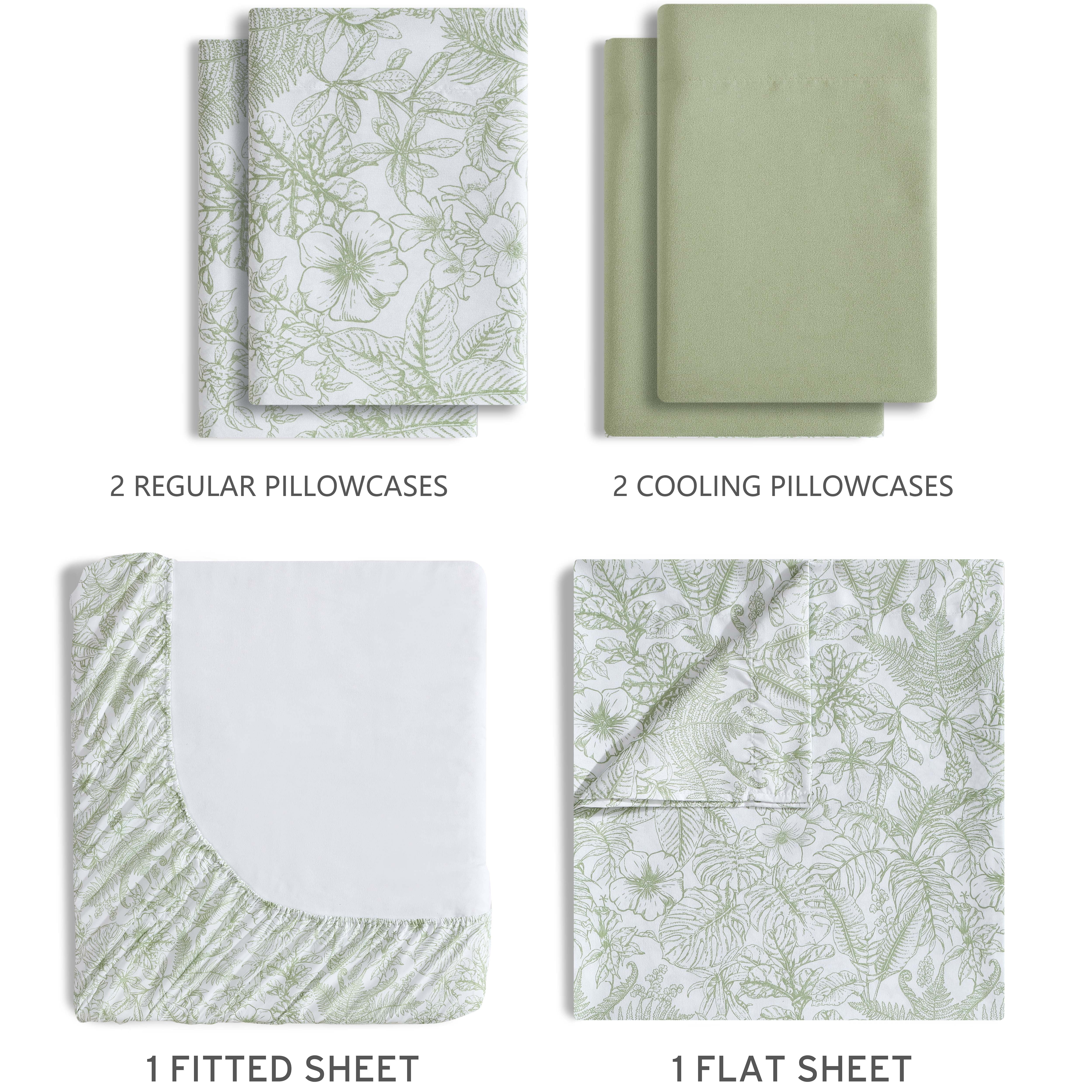 Caribbean Joe, Cooling 6PC Sheet Set, Queen, Tropical Toile Green