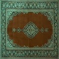 thumbnail image 1 of Ahgly Company Indoor Square Medallion Turquoise Blue Traditional Area Rugs, 4' Square, 1 of 4