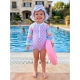 thumbnail image 6 of BemeyourBBs Toddler Baby Girl Heart Swimsuit Infant Bathing Suit One-Piece Swimsuits With Sun Hat Set Ruffle Rash Guard Long Sleeve Swimwear Summer Beach Wear, 6 of 9