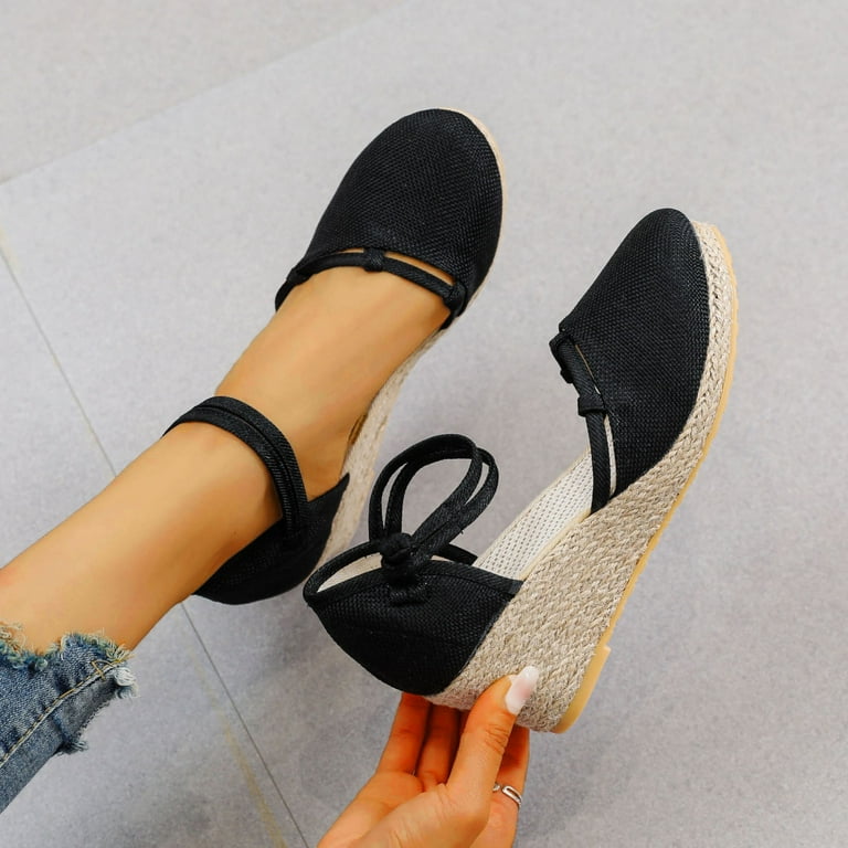 Luogenli Female Summer Lime Green Sandals for Women Dressy Summer Slope Heel Sandals Women Versatile Fashion Breathable Buckle Strap Sandals Women