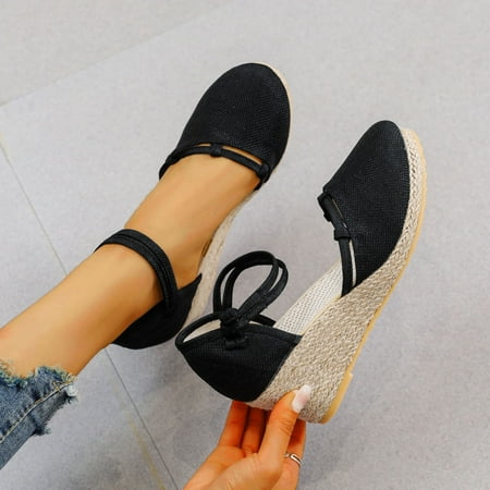 

Feiboyy Summer Slope Heel Sandals Women Versatile Fashion Breathable Buckle Strap Sandals Women