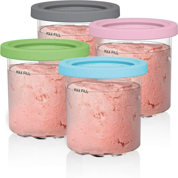 EIGTHTAIL Ice Cream Pints Containers 4 Packs Cream Containers with Lids Replacements for Ninja Creami Pints Compatible with NC301 NC300 NC299AMZ Series Ice Cream Maker