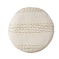 thumbnail image 5 of Laddha Home Designs Embroidered Geometric Striped Round Pouf Ottoman - 18" - Beige and White, 5 of 8