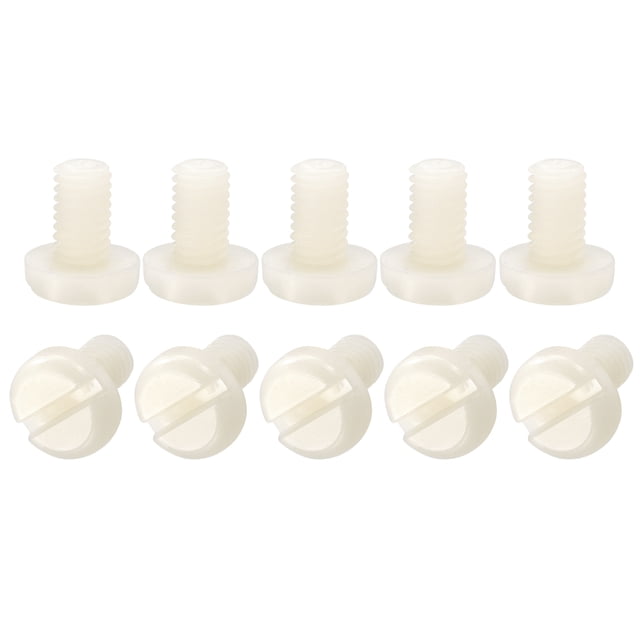 Unique Bargains Nylon Machine Screws, M6x10mm Slotted Pan Head Fasteners Bolts, White 25Pack