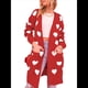 thumbnail image 1 of Suéter Cárdigan con Corazón para Mujer, Cuello en V, Abertura Frontal, Punto Acanalado, Abrigos con Bolsillos. Rojo L, 1 of 10