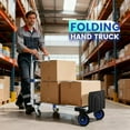 thumbnail image 3 of Upgraded 3 in 1 Aluminum Folding Hand Truck, 600 lbs Convertible Heavy Duty Dolly Cart, Collapsible Hand Trucks with 4 Rubber Wheels and Retractable Handle for Home, Warehouse, Supermarket(Blue), 3 of 4