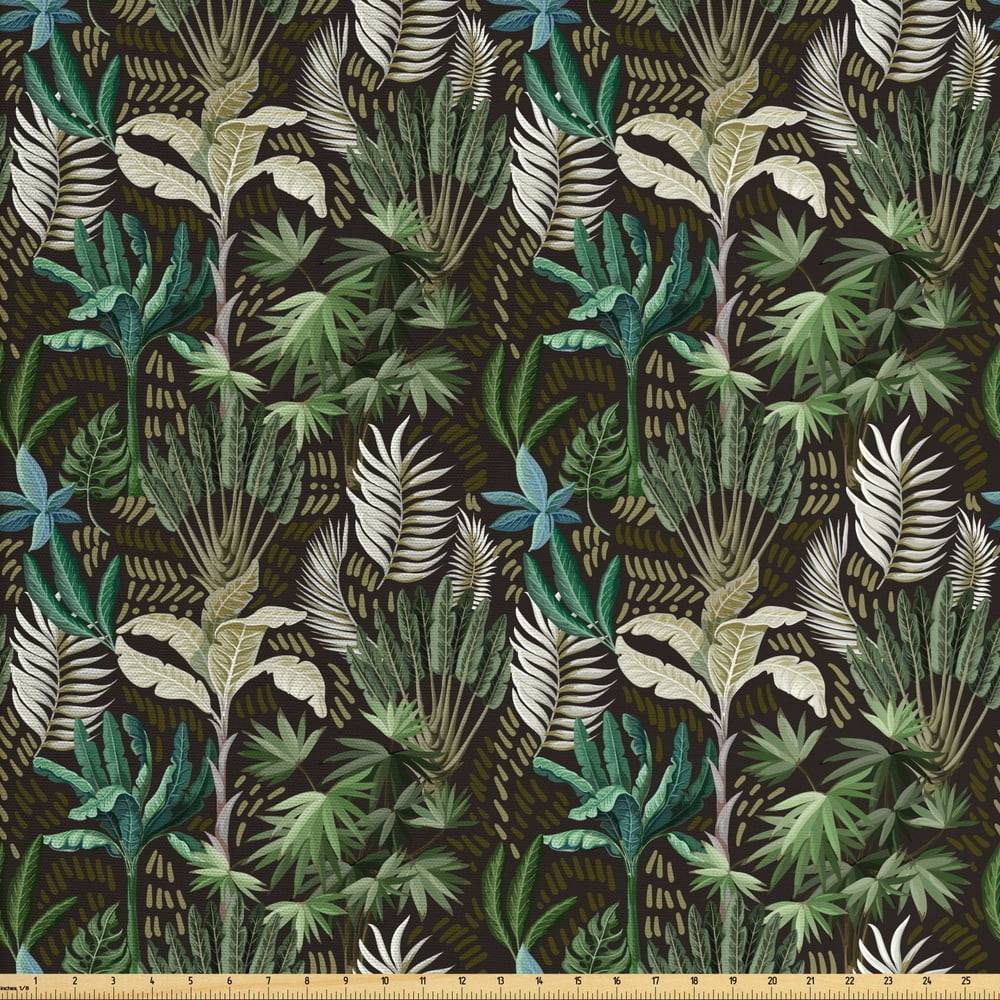 Tropical Fabric by The Yard, Vintage Style Exotic Botanical Pattern