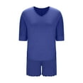 thumbnail image 4 of Women's 2 Piece Lounge Sets Casual 3/4 Sleeve Top and Shorts Pajamas Sleepwear 2025 Summer Matching Outfits, 4 of 5