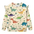 thumbnail image 6 of DISNIMO Dinosaur Printed Girl Sweatshirt Long Sleeve T-Shirts Crewneck Pullover Sweatshirt Fall Winter Top 7-8 Years, 6 of 7