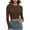Brown, variant on aidice Crop Tops for Women Ribbed Crewneck Long Sleeve Slim Fitting Comfy Casual Solid Color Tee Shirts