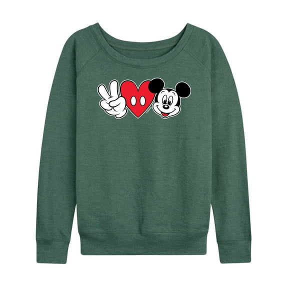 Mickey & Friends - Peace Love Mickey - Women's Lightweight French Terry Long Sleeve Shirt