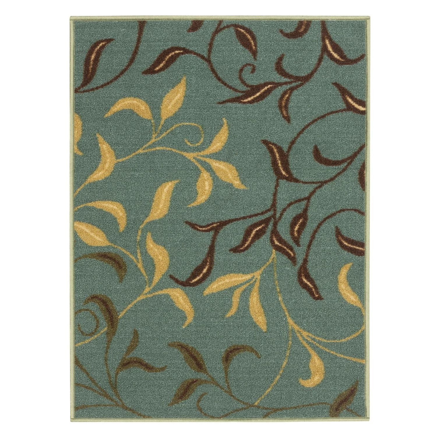 Tapis de couloir contemporain à motif feuilles et sous-couche en caoutchouc la collection Ottohome