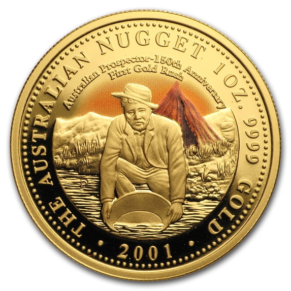 2001 Australia 1 oz Proof Gold Prospector Nugget (No Box/COA)