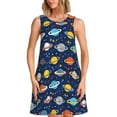 thumbnail image 1 of Xecao Planètes et Étoiles pour Robes d'Été pour Femmes Robes Décontractées de Plage Sans Manches T-Shirt Robe Évasée avec Poches, 1 of 7