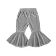 thumbnail image 4 of Seyurigaoka Kids Baby Girls Velvet Bell-Bottoms Long Flared Trousers Casual Elastic Waist Pants, 4 of 7