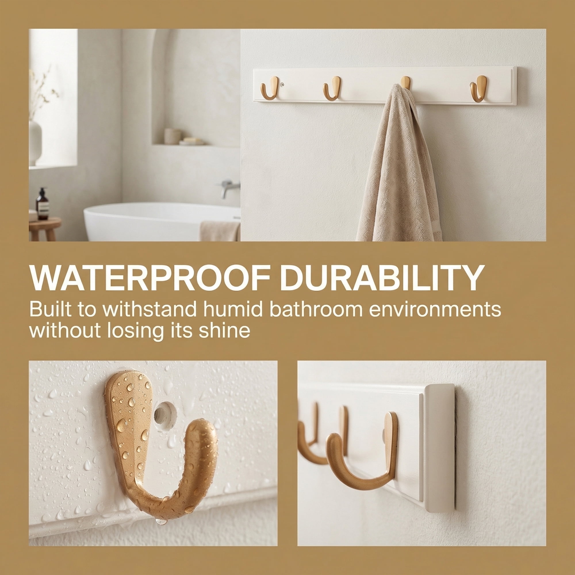 Unique Bargains Coat Rack Wall Mount Wood Hook Hat Rack for Entryway Beige 19.1"x2.4"