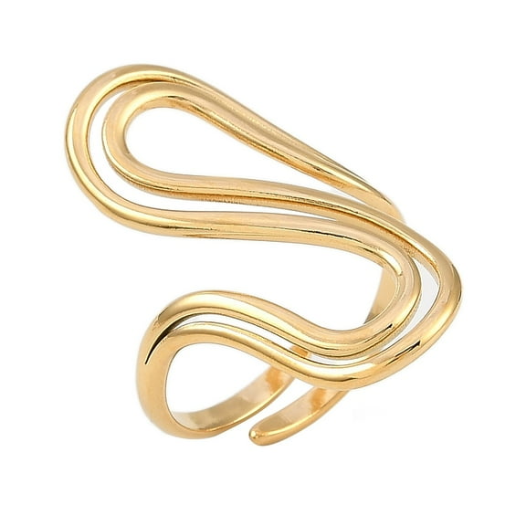 2 pc 304 Stainless Steel Rings for Women Real 18K Gold Plated 31mm US Size 8 1/2(18.5mm)