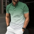 thumbnail image 2 of KIHOUT New Arrivals Summer Mens T-shirts , Men's Solid Color Sport Shirt with Button Lapel Short Sleeve Lapel Top/Shirt, Fathers Day Gifts Mint Green M, 2 of 6