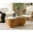 thumbnail image 2 of Safavieh Hylda Mid-Century Free Form Rattan Glass Coffee Table, Natural, 2 of 13