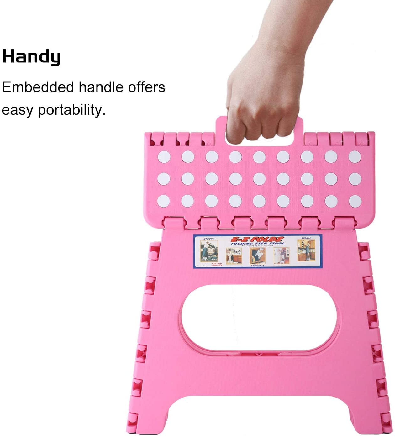 Pink Kids Adults Use 11 Portable Foldable Step Stool Compact Chair Seat with Non-slip Surface for Home Bathroom Kitchen Garden etc Housolution Folding Stool 