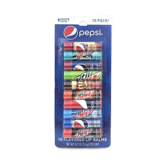 ¡10 bálsamos labiales con sabor a Pepsi y Mountain Dew! Sabe igual a tus sabores favoritos, incluido Pepsi Mountain Dew Mountain Dew Code Red Cherry Vanilla Pepsi ¡y muchos más!