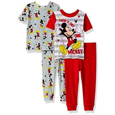 Disney Toddler Boys' Mickey Mouse 4-Piece Cotton Pajama Set