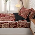 thumbnail image 5 of Homewish Vintage Boho Paisley Zipper Full Size Comforter Sets with Fitted Sheet and 2 Pillowcases,Bohemian Exotic Style Zipper Bedding Set,Red,Black Reversible,4pcs, 5 of 8