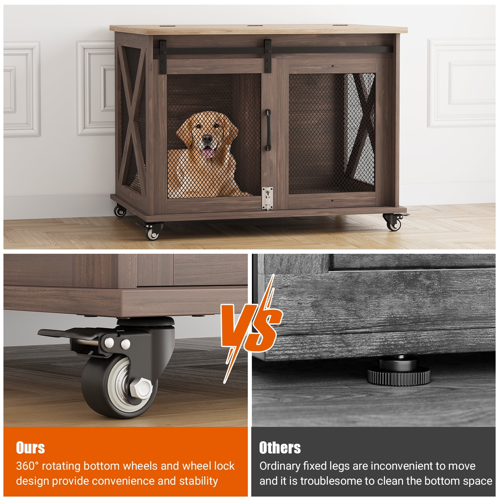 Farmhouse Chic: 37" Dog Crate as Home Decor | Stylish Sliding Door Kennel That Enhances Your Living Space