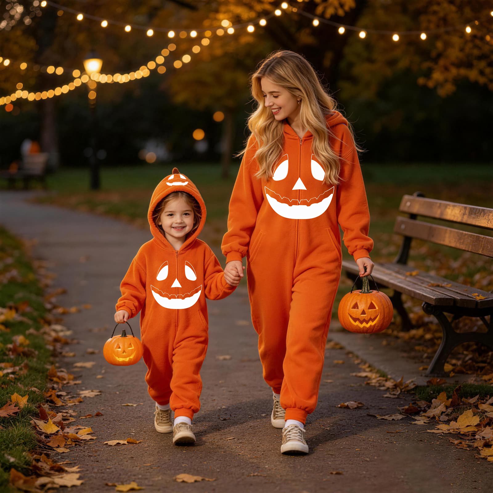 Dwelliawo Halloween Pajamas with Hood Pumpkin Jack O Lantern Plush Hooded Onesie Costume Oversized One Piece Jumpsuit Multicolor 110