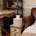 thumbnail image 3 of Macrame Square Open Bottom Tissue Cover Boho Woven Organizer Cube Handmade Bohemian For Home, 3 of 6