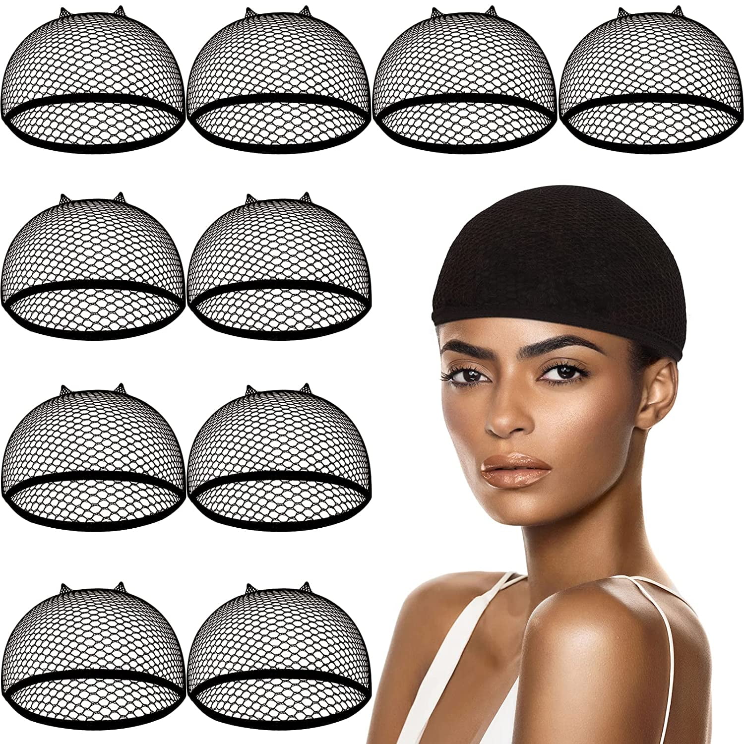 Wig Caps, 10 Pieces Mesh Wig Cap Net,Weaving Hair Wig Cap For Women(Black)