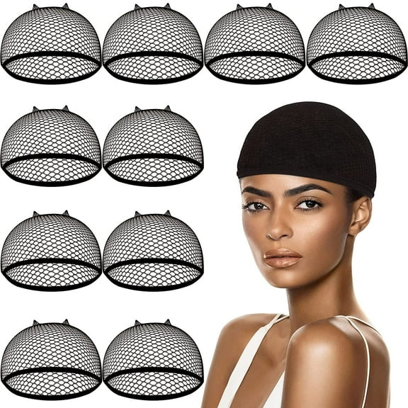 Wig Caps, 10 Pieces Mesh Wig Cap Net,Weaving Hair Net,Fishnet Wig Cap For Women(Black)