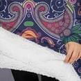 thumbnail image 3 of Oversized Wearable Blanket Hoodie,Multicolor Ethnic Paisley Pattern Sherpa Blanket Hoodie with Super Pockets,Super Warm Fuzzy Pullover for Women & Men, 3 of 6
