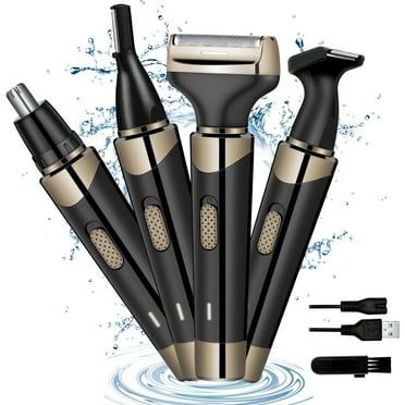 Nose Hair Trimmer, 4 in 1 Electric Razor for Men, Waterproof Electric Shaver Beard Trimmer, Painless Cordless Multifunctional Facial Hair Trimmer for Face/Eyebrow/Ear and Nose Hair