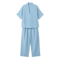 thumbnail image 6 of CHUMUD Womens 2 Piece Outfit Sets Oversize 3/4 Sleeve V-Neck Shirts and Wide Leg Baggy Pants with Pockets Summer Travel, 6 of 7