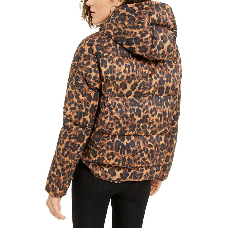 Juicy Couture Women s Volumized Winter Animal Print Puffer Jacket Brown Size Large Walmart