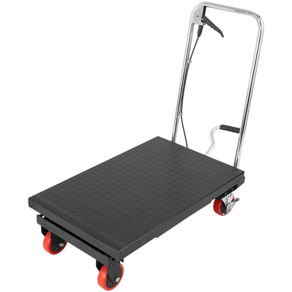 VEVOR Hydraulic Lift Table Cart 500 lbs Manual Scissor Lift Table 28.5" Black