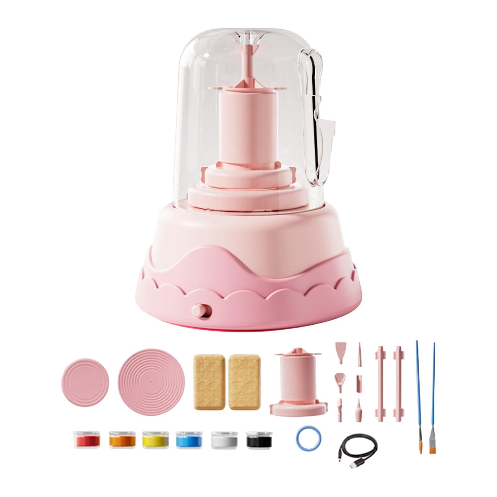 Tachiuwa Electric Pottery Wheel Set for Kids Art Painting Kit Pottery Forming Machine Pink