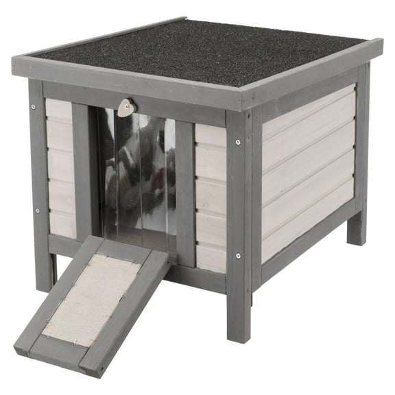 TRIXIE 22" x 17.9" Insulated Small Cat Shelter for Cold Seasons, Elevate Cat Home, Gray