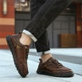 thumbnail image 6 of Mens Casual Leather Shoes Fashion Comfortable Lightweight Breathable Lace Up Loafers Walking Driving Business Working Shoes Brown 11 US, 6 of 7