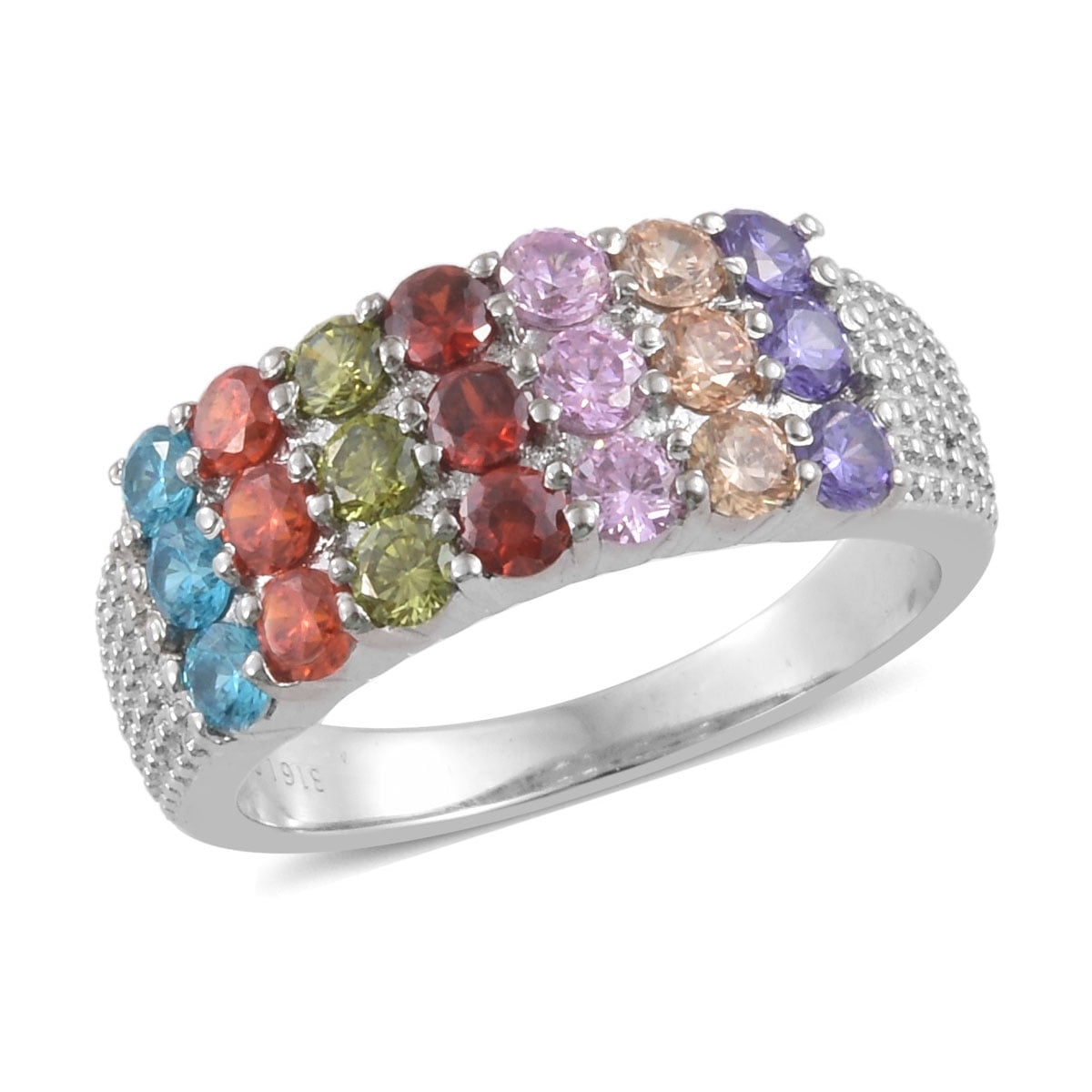 Green Cubic Zirconia CZ Halo Ring White Gold Plated Gift Jewelry for Women Jewelry Gift Cttw 3.4