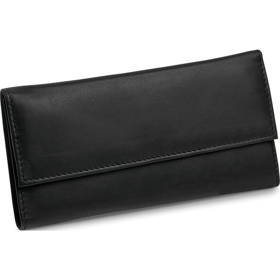 Fashion Black Leather Slim Jewelry Wallet (7.5 X 0.5) Made In India gm17708