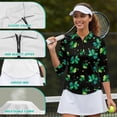 thumbnail image 6 of Uorisanigo Four-Leaf Clover Womens Moisture Wicking Casual Tennis Activewear Comfortable Breathable Athletic Polo Workout Tops Soft 3/4 Sleeve Fashionable Outing Wear Size M, 6 of 7