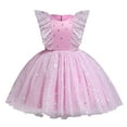 thumbnail image 1 of Liyamei Robe de Princesse pour Tout-Petits Manches Volantes Robe de Performance pour Bébé avec Jupe en Maille Chaude Filles, 1-2 Ans, 1 of 4
