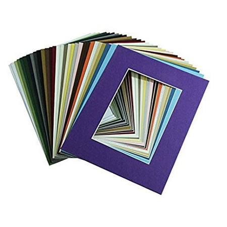 Logan Matboards - Mat Board Center, High Quality Crescent Pack of 10 11x14 MIXED COLORS White Core Picture Mats for 8x10 Photos
