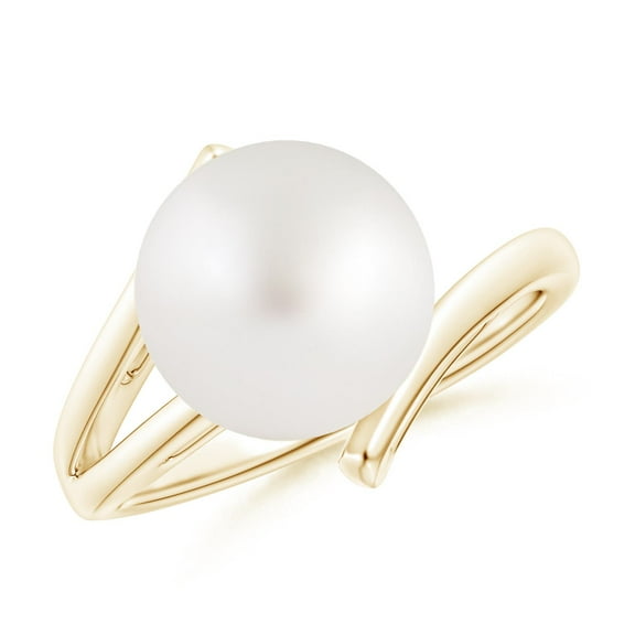 ANGARA Solitaire South Sea Cultured Pearl Bypass Split Shank Ring in 14K Yellow Gold for Women | June Birthstone, Birthday, Anniversary, Jewelry Gift for Women | Pearl Ring