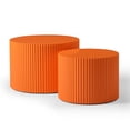 thumbnail image 6 of GZXS Contemporary Fluted Nesting Tables in Waterproof MDF Construction, No Assembly Required, High Load Capacity Coffee Table Set, 23.6"Dia & 18.9"Dia (Orange), 6 of 8
